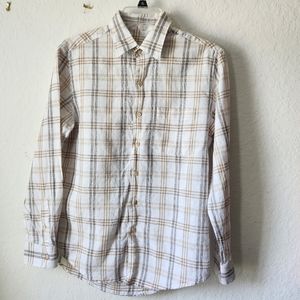 Tasso Elba Plaid Linen Blend Shirt Small